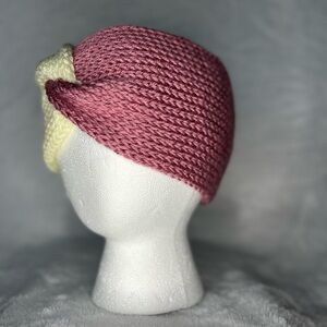 Pink and Cream Knit Women's Hat